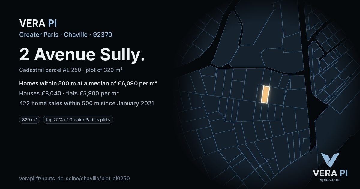 2 Avenue Sully, Chaville at night – the plot lit, the parcels around coloured by the prices near them