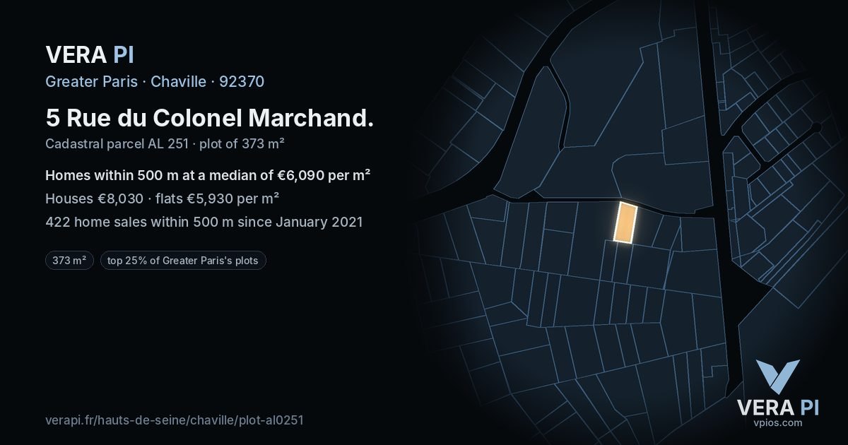 5 Rue du Colonel Marchand, Chaville at night – the plot lit, the parcels around coloured by the prices near them
