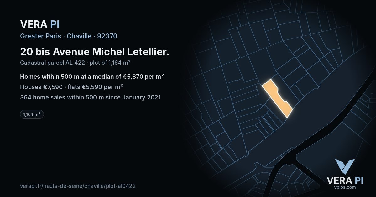20 bis Avenue Michel Letellier, Chaville at night – the plot lit, the parcels around coloured by the prices near them
