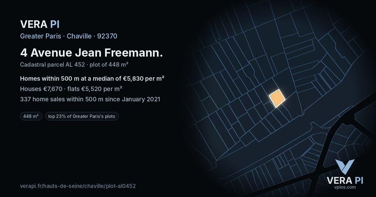 4 Avenue Jean Freemann, Chaville at night – the plot lit, the parcels around coloured by the prices near them