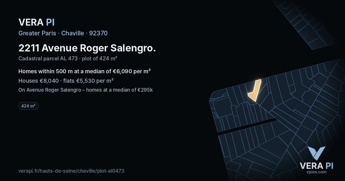 2211 Avenue Roger Salengro, Chaville at night – the plot lit, the parcels around coloured by the prices near them