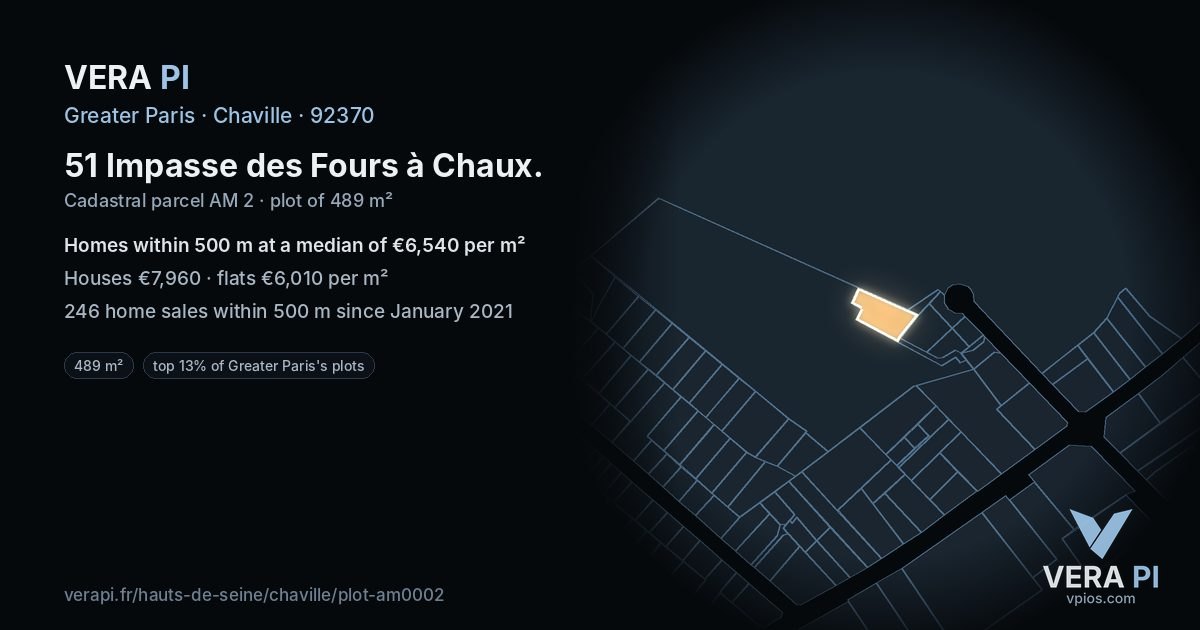 51 Impasse des Fours à Chaux, Chaville at night – the plot lit, the parcels around coloured by the prices near them