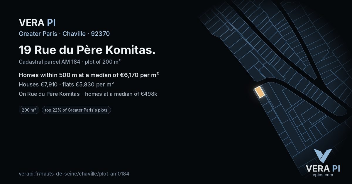 19 Rue du Père Komitas, Chaville at night – the plot lit, the parcels around coloured by the prices near them