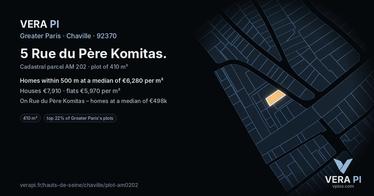 5 Rue du Père Komitas, Chaville at night – the plot lit, the parcels around coloured by the prices near them