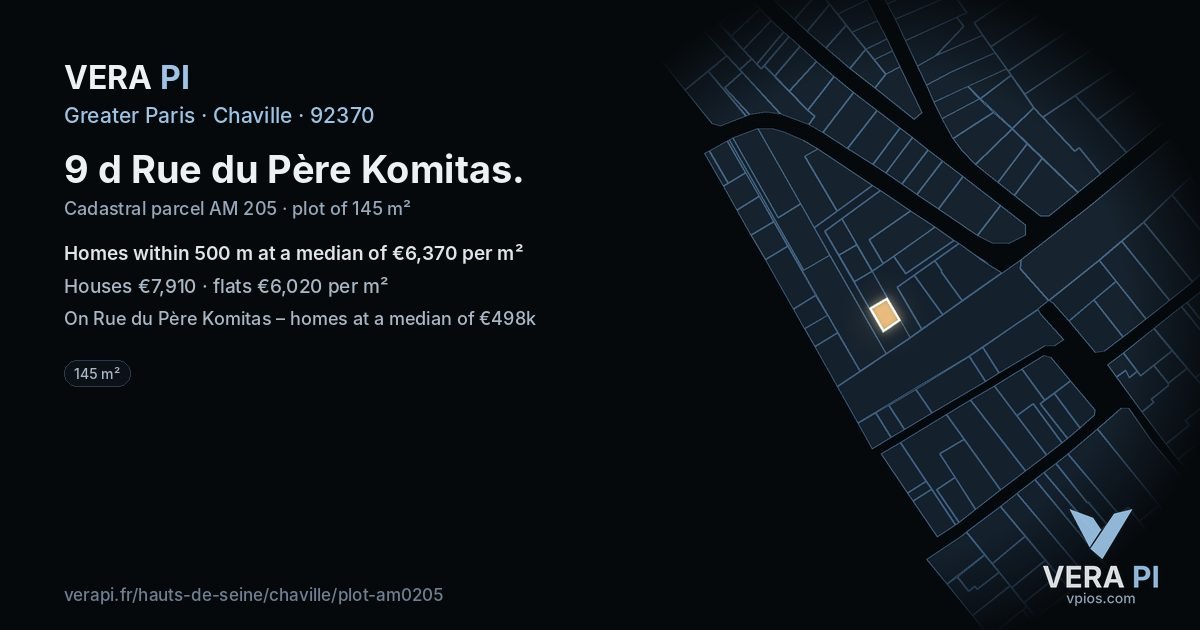 9 d Rue du Père Komitas, Chaville at night – the plot lit, the parcels around coloured by the prices near them