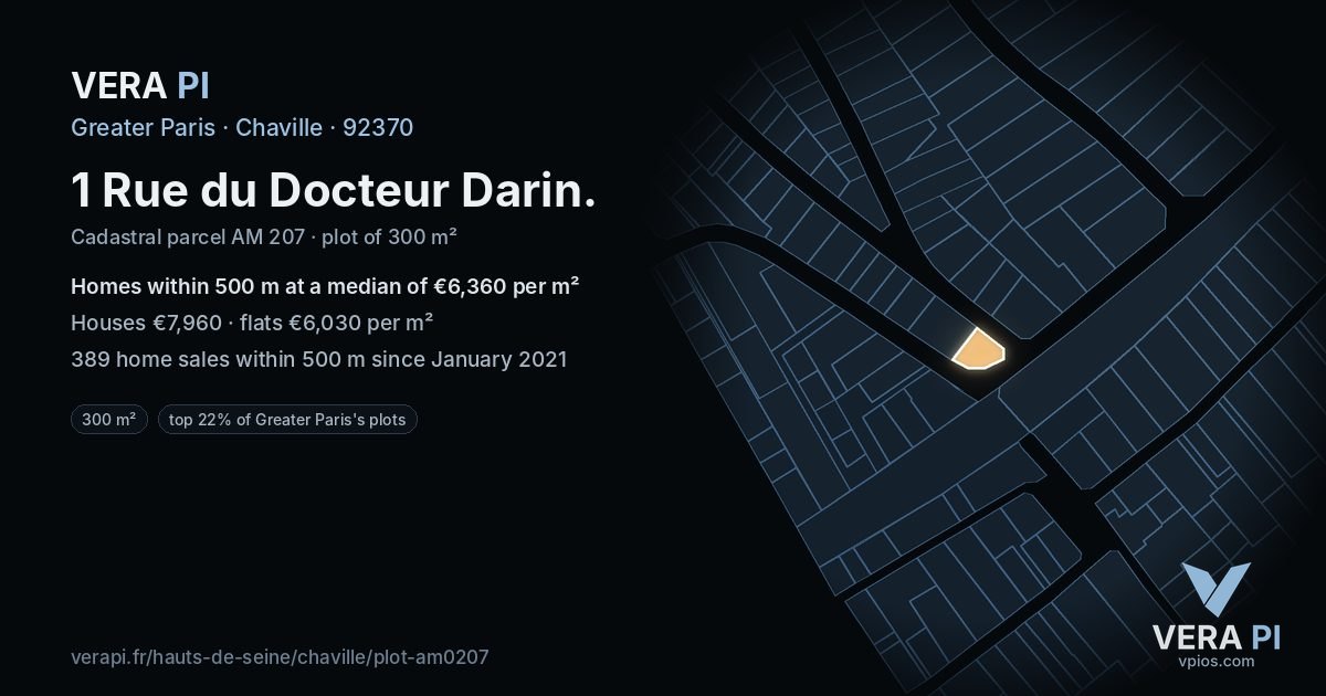 1 Rue du Docteur Darin, Chaville at night – the plot lit, the parcels around coloured by the prices near them