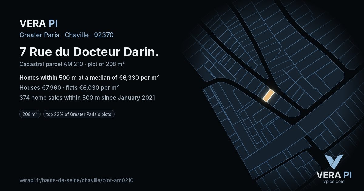 7 Rue du Docteur Darin, Chaville at night – the plot lit, the parcels around coloured by the prices near them