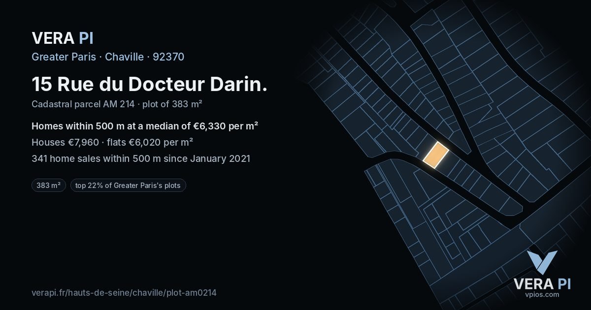 15 Rue du Docteur Darin, Chaville at night – the plot lit, the parcels around coloured by the prices near them