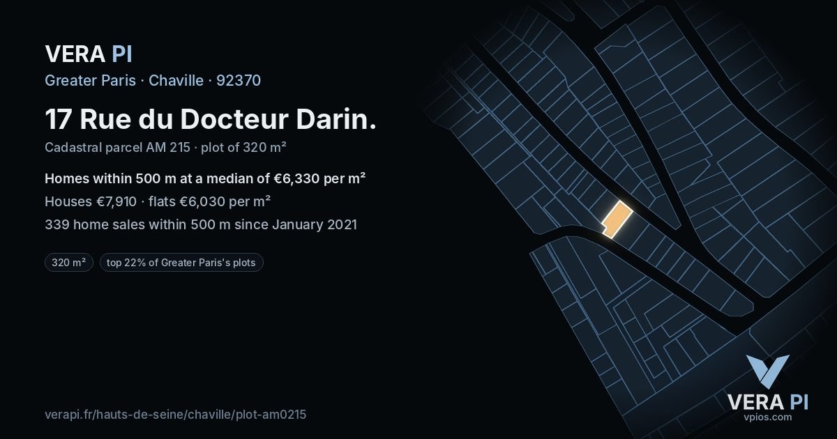 17 Rue du Docteur Darin, Chaville at night – the plot lit, the parcels around coloured by the prices near them