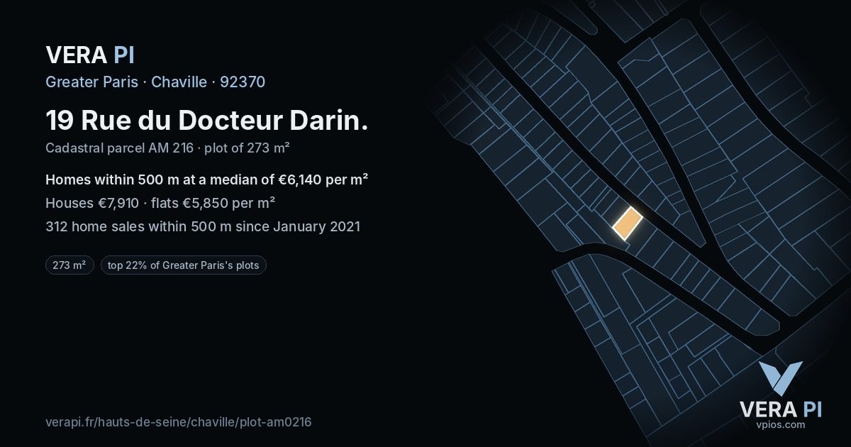 19 Rue du Docteur Darin, Chaville at night – the plot lit, the parcels around coloured by the prices near them