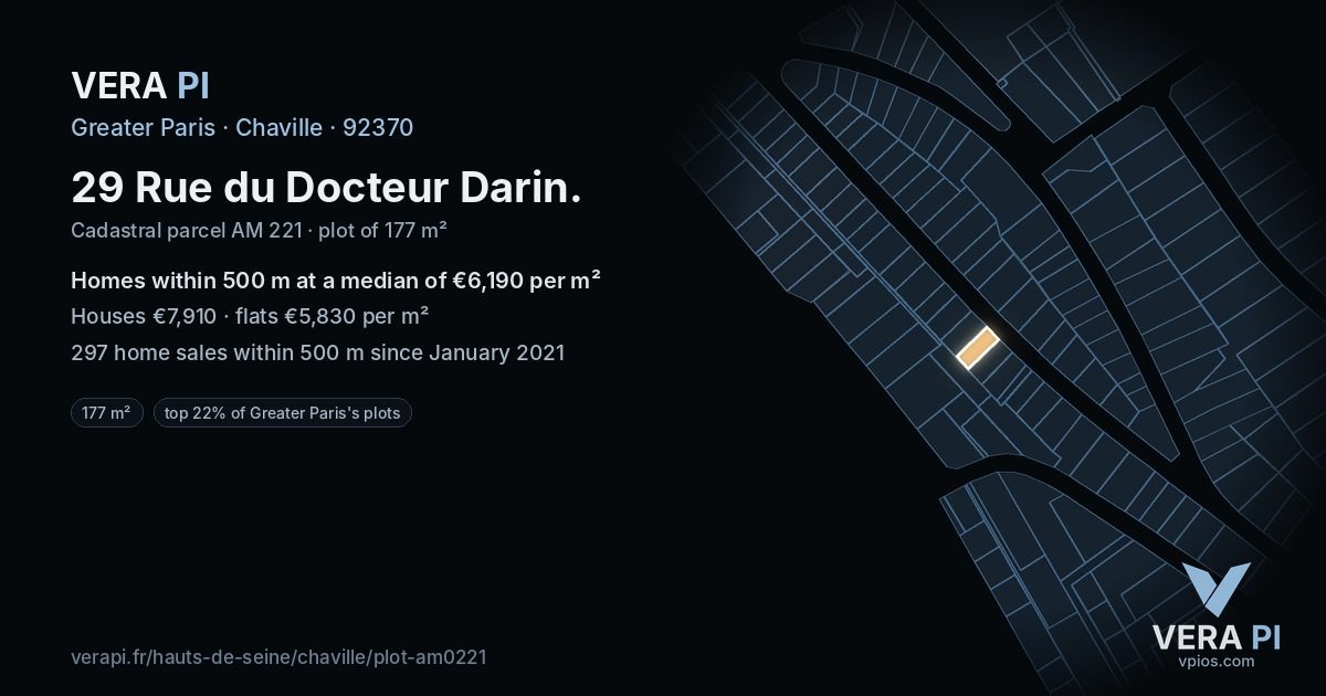 29 Rue du Docteur Darin, Chaville at night – the plot lit, the parcels around coloured by the prices near them