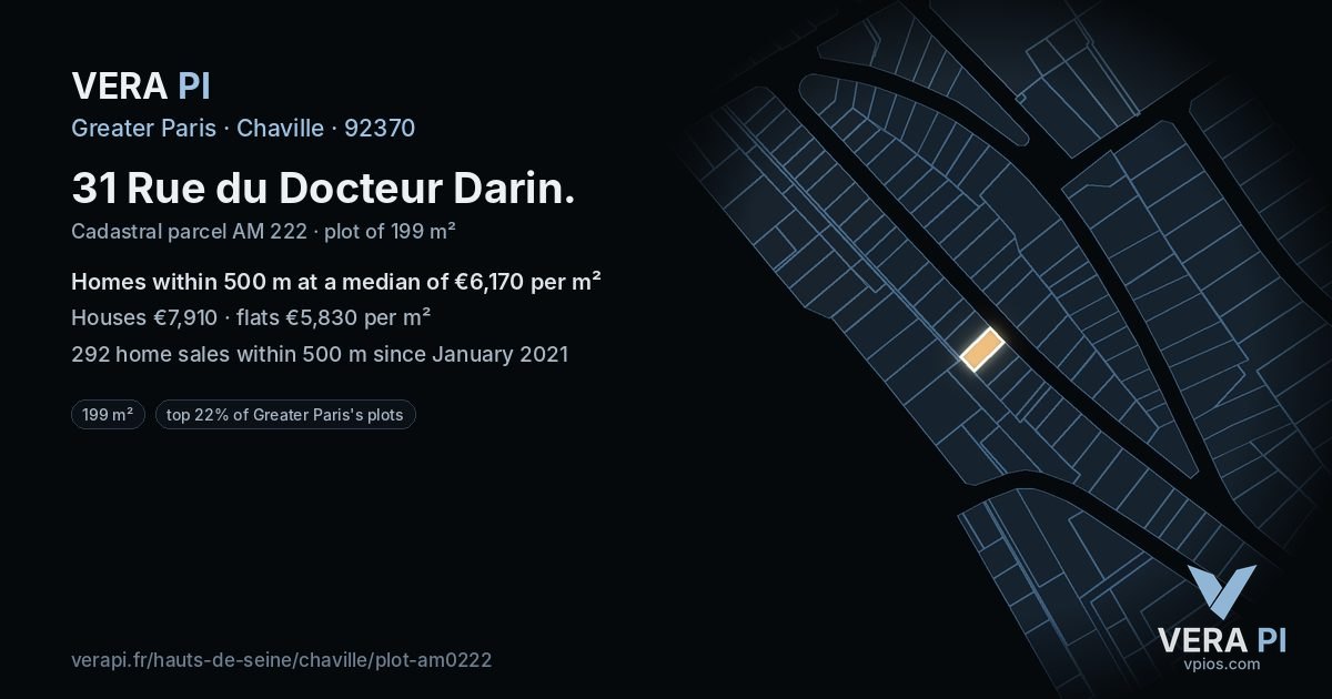 31 Rue du Docteur Darin, Chaville at night – the plot lit, the parcels around coloured by the prices near them