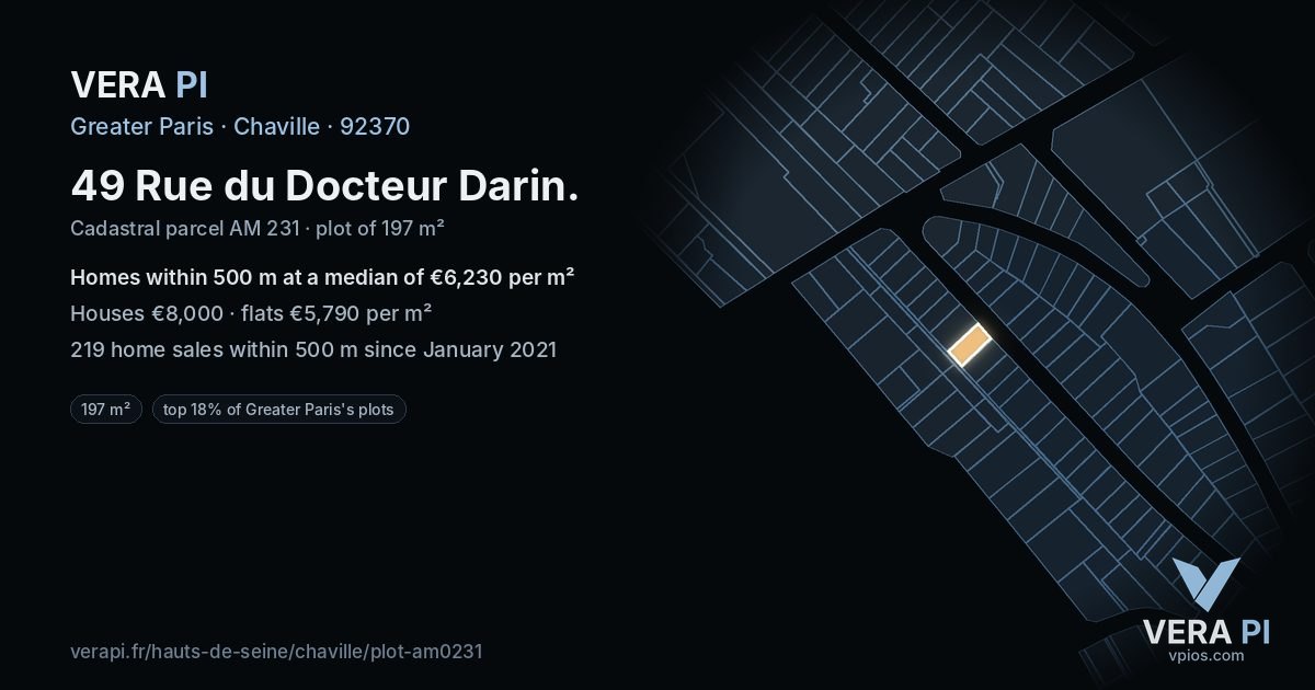 49 Rue du Docteur Darin, Chaville at night – the plot lit, the parcels around coloured by the prices near them