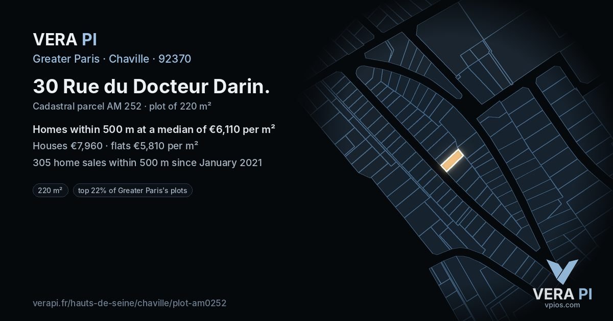 30 Rue du Docteur Darin, Chaville at night – the plot lit, the parcels around coloured by the prices near them