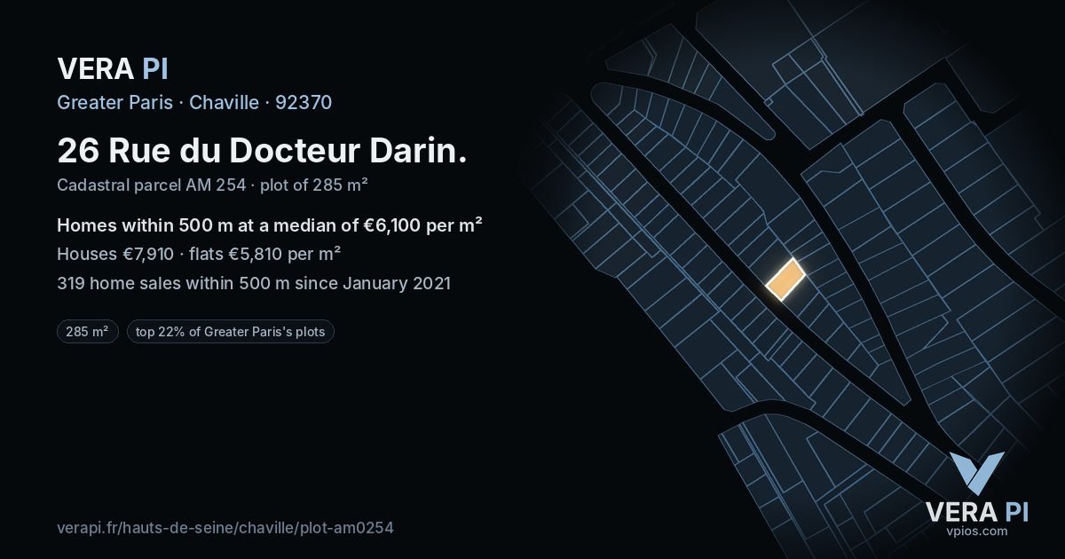 26 Rue du Docteur Darin, Chaville at night – the plot lit, the parcels around coloured by the prices near them