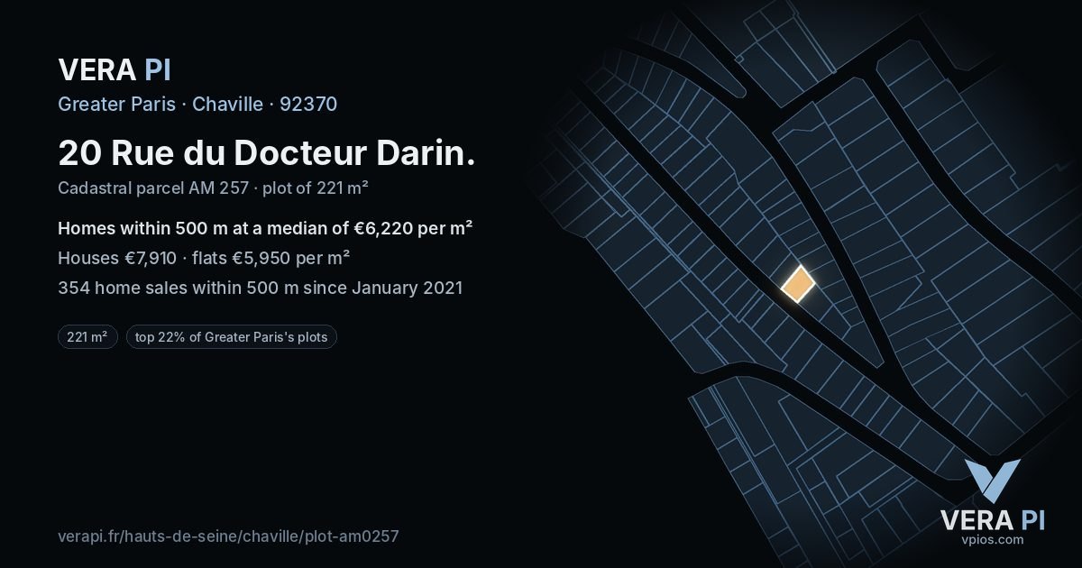20 Rue du Docteur Darin, Chaville at night – the plot lit, the parcels around coloured by the prices near them