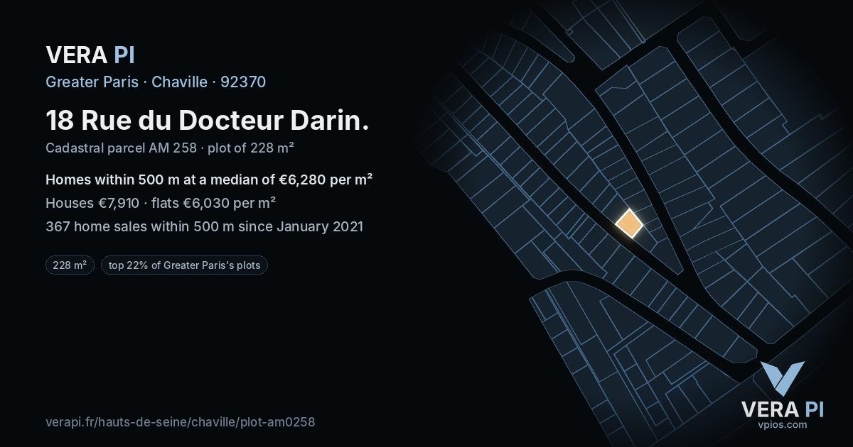 18 Rue du Docteur Darin, Chaville at night – the plot lit, the parcels around coloured by the prices near them