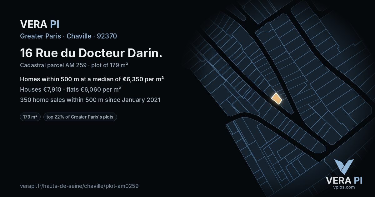 16 Rue du Docteur Darin, Chaville at night – the plot lit, the parcels around coloured by the prices near them
