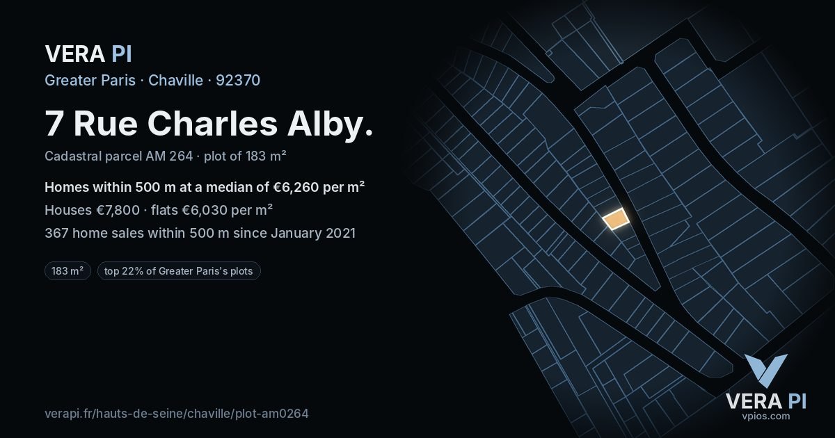 7 Rue Charles Alby, Chaville at night – the plot lit, the parcels around coloured by the prices near them