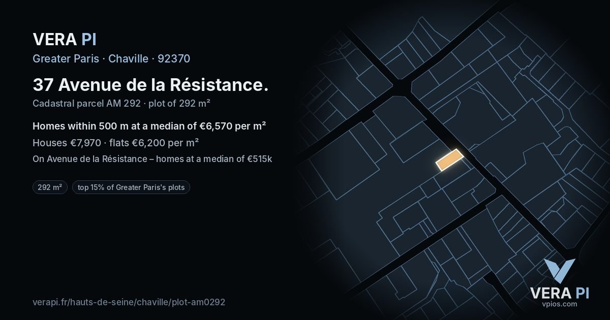 37 Avenue de la Résistance, Chaville at night – the plot lit, the parcels around coloured by the prices near them