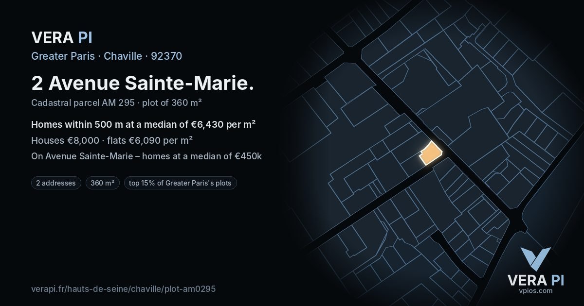 2 Avenue Sainte-Marie, Chaville at night – the plot lit, the parcels around coloured by the prices near them