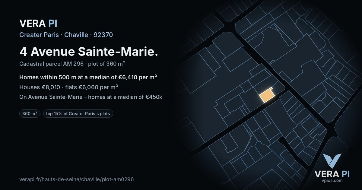 4 Avenue Sainte-Marie, Chaville at night – the plot lit, the parcels around coloured by the prices near them