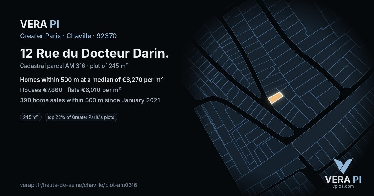 12 Rue du Docteur Darin, Chaville at night – the plot lit, the parcels around coloured by the prices near them