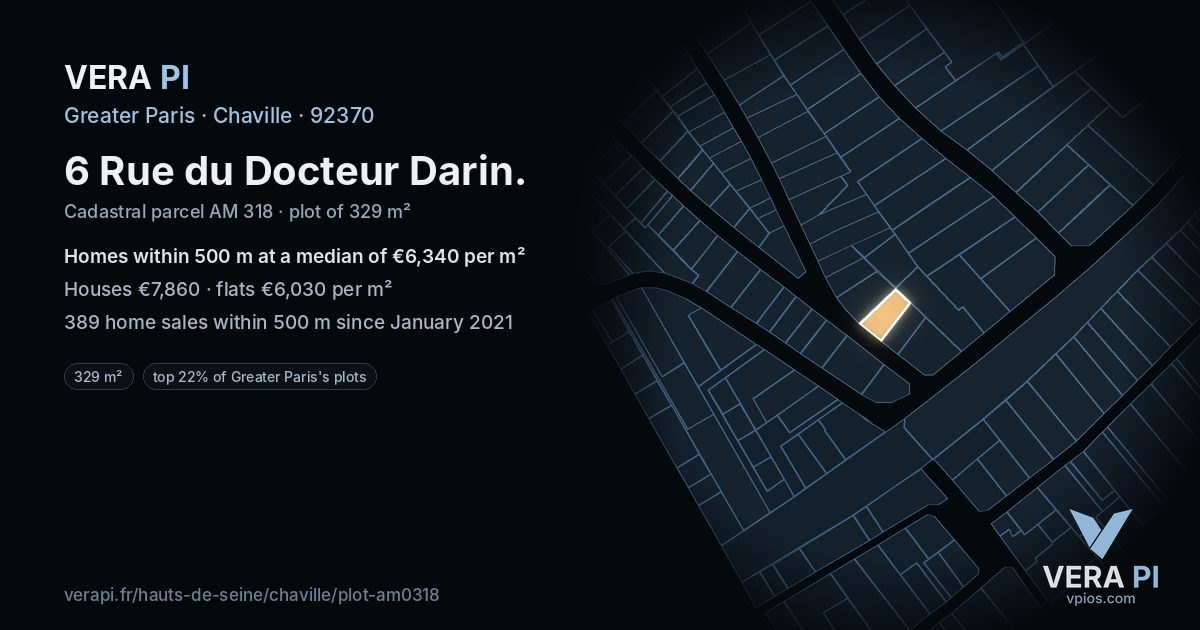 6 Rue du Docteur Darin, Chaville at night – the plot lit, the parcels around coloured by the prices near them