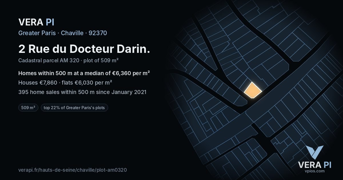 2 Rue du Docteur Darin, Chaville at night – the plot lit, the parcels around coloured by the prices near them