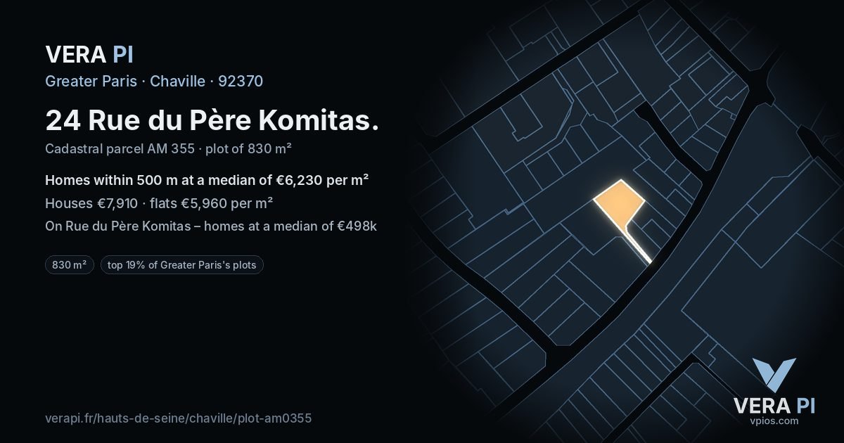 24 Rue du Père Komitas, Chaville at night – the plot lit, the parcels around coloured by the prices near them