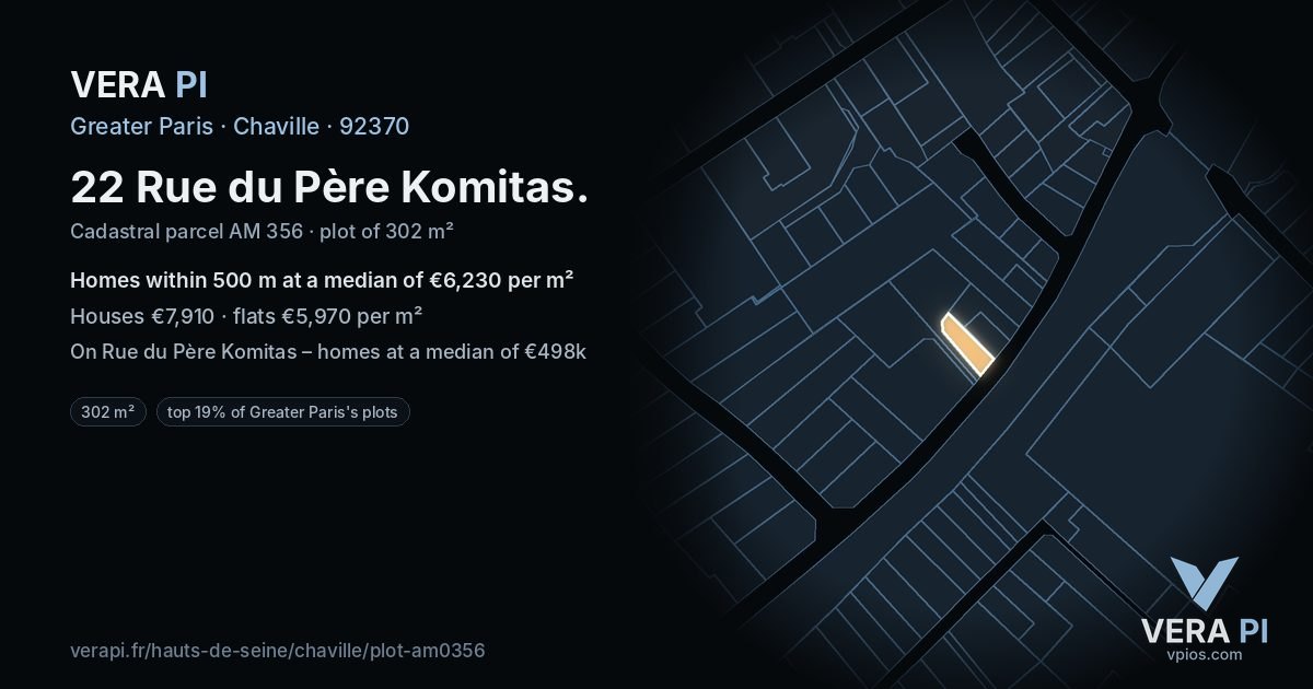 22 Rue du Père Komitas, Chaville at night – the plot lit, the parcels around coloured by the prices near them