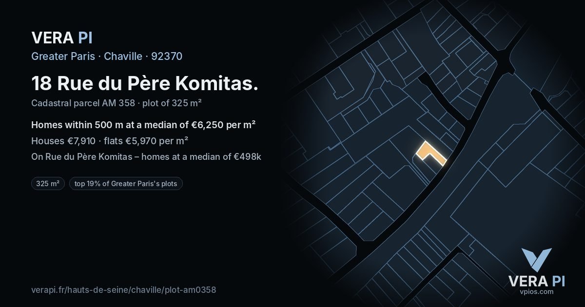 18 Rue du Père Komitas, Chaville at night – the plot lit, the parcels around coloured by the prices near them