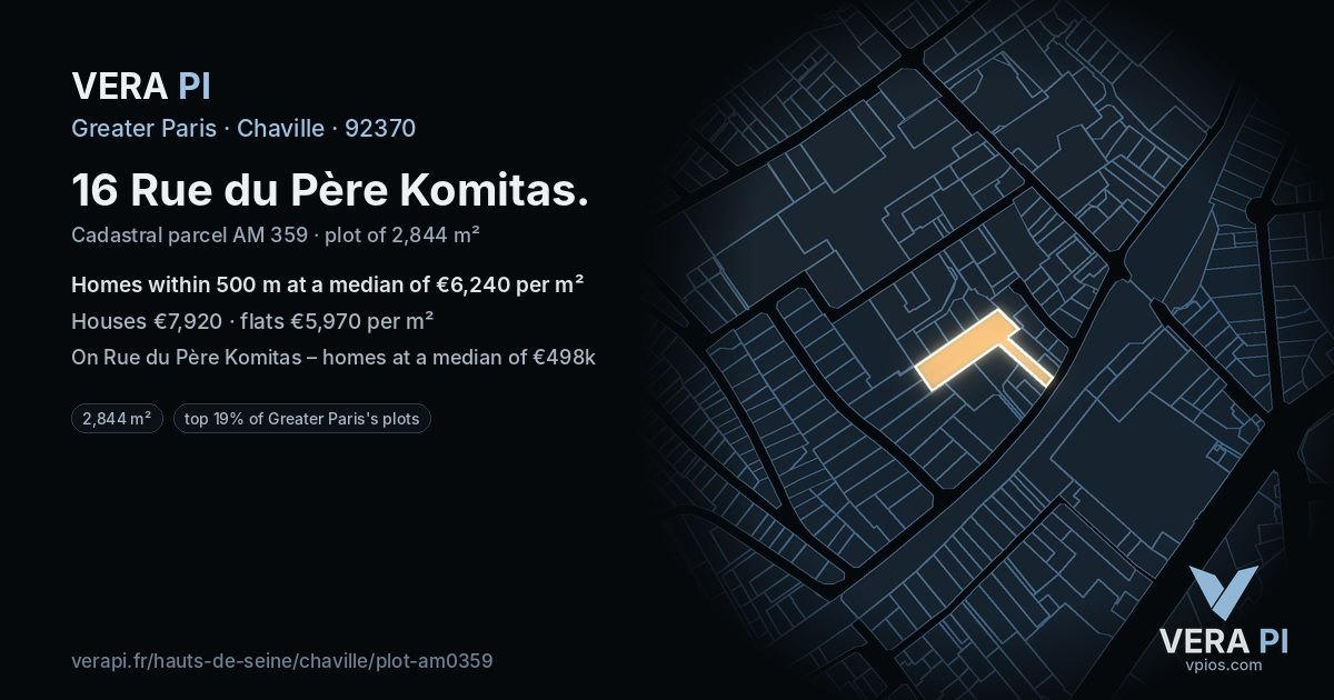 16 Rue du Père Komitas, Chaville at night – the plot lit, the parcels around coloured by the prices near them