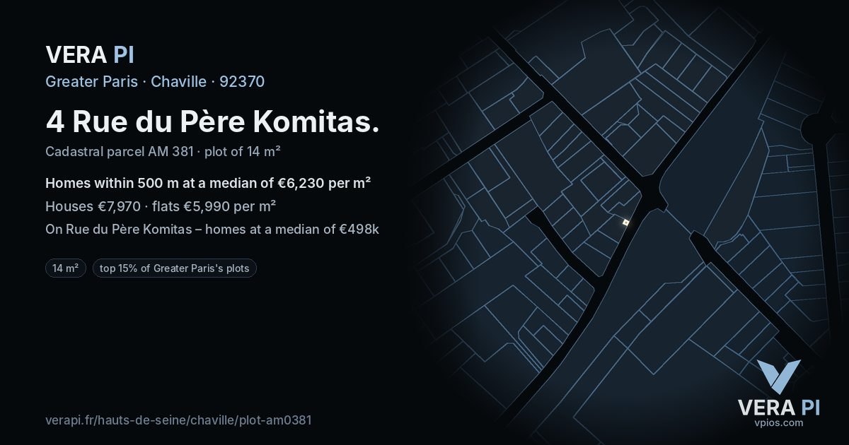 4 Rue du Père Komitas, Chaville at night – the plot lit, the parcels around coloured by the prices near them