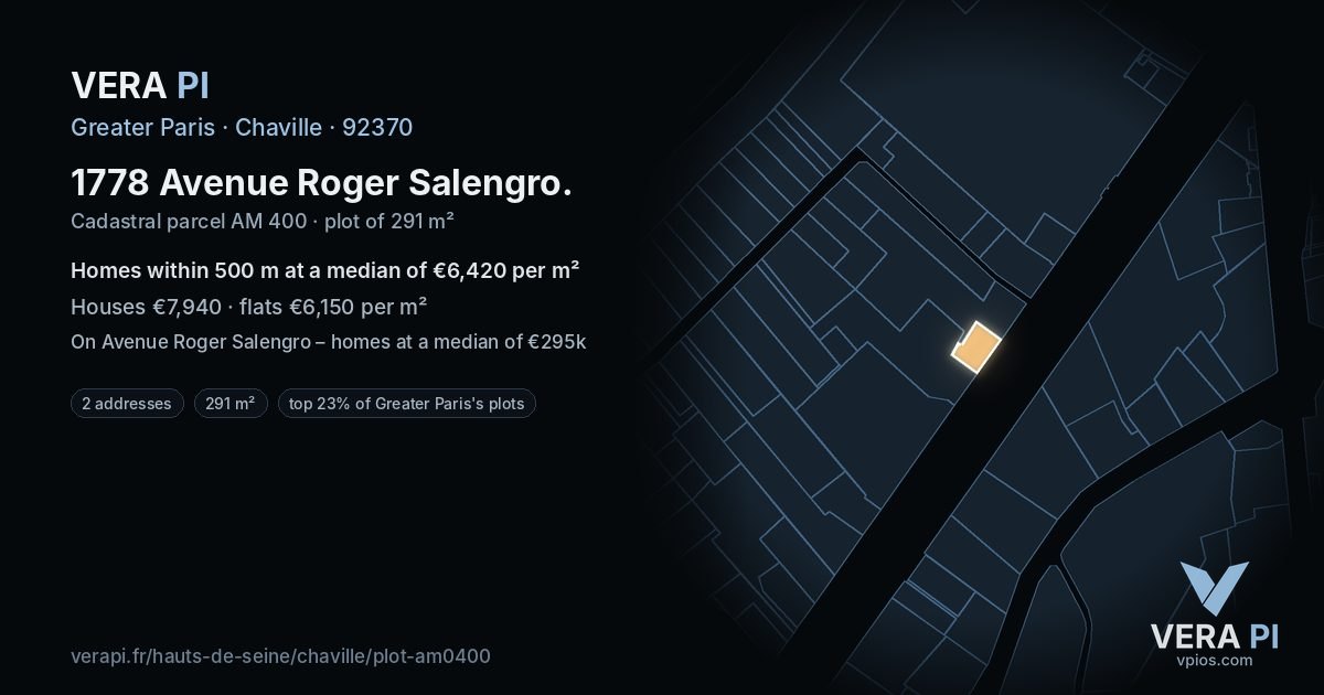 1778 Avenue Roger Salengro, Chaville at night – the plot lit, the parcels around coloured by the prices near them