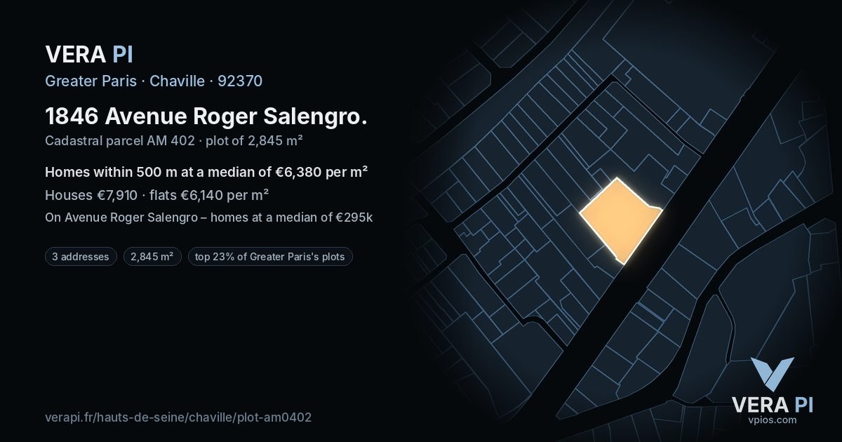 1846 Avenue Roger Salengro, Chaville at night – the plot lit, the parcels around coloured by the prices near them