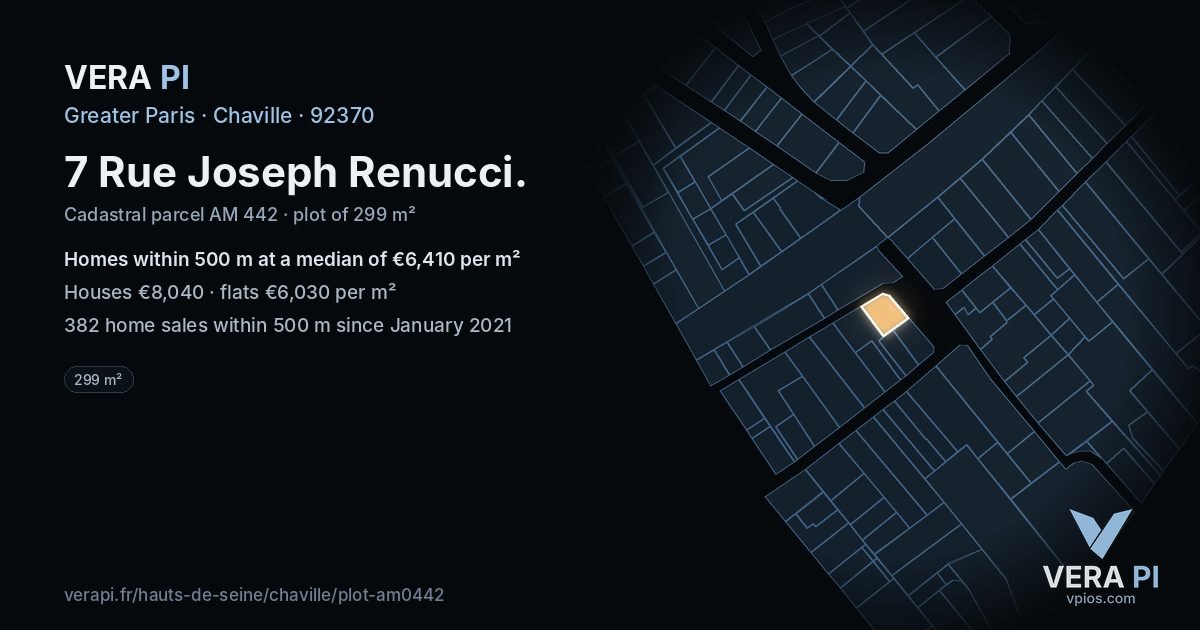 7 Rue Joseph Renucci, Chaville at night – the plot lit, the parcels around coloured by the prices near them