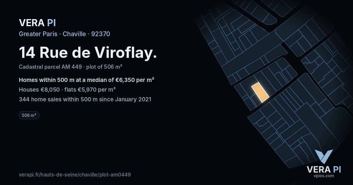 14 Rue de Viroflay, Chaville at night – the plot lit, the parcels around coloured by the prices near them