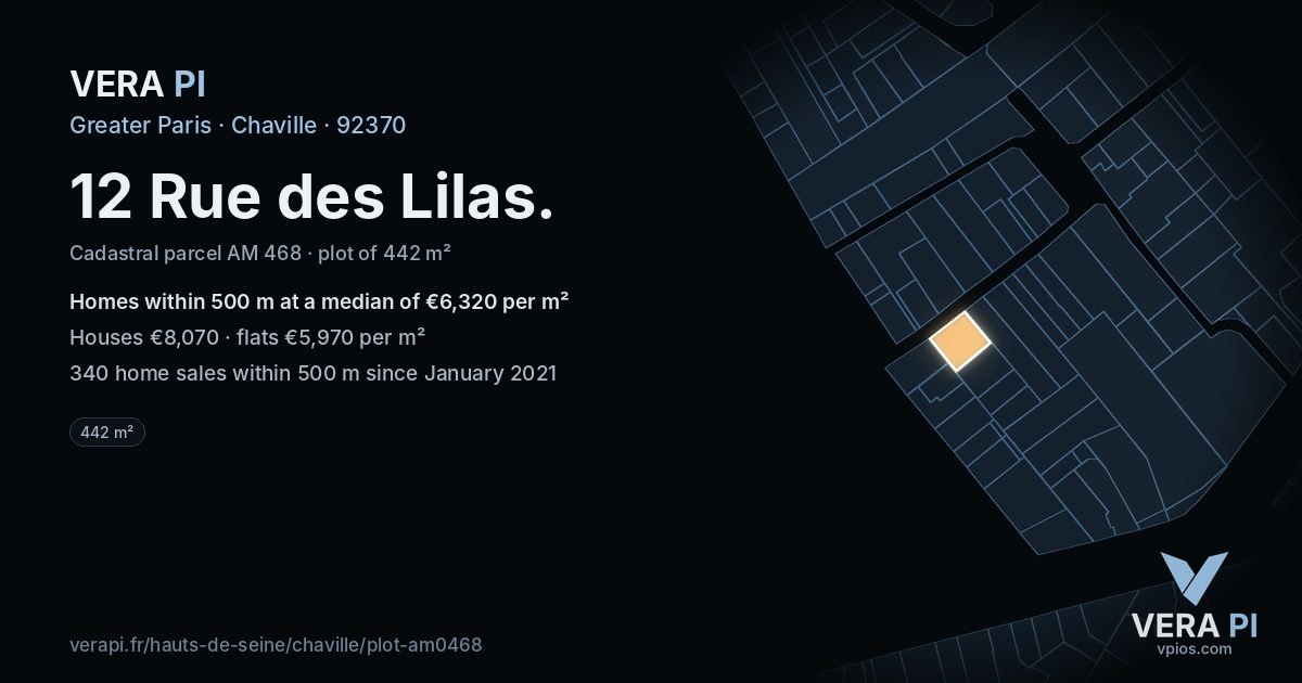 12 Rue des Lilas, Chaville at night – the plot lit, the parcels around coloured by the prices near them
