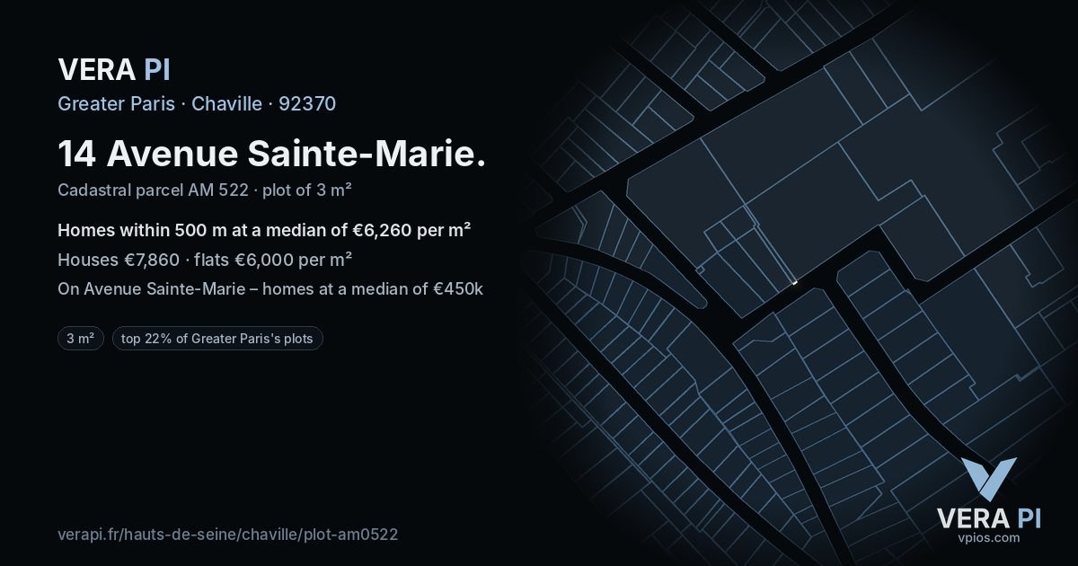 14 Avenue Sainte-Marie, Chaville at night – the plot lit, the parcels around coloured by the prices near them