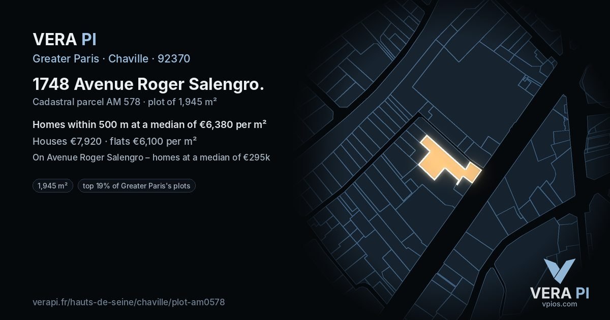 1748 Avenue Roger Salengro, Chaville at night – the plot lit, the parcels around coloured by the prices near them
