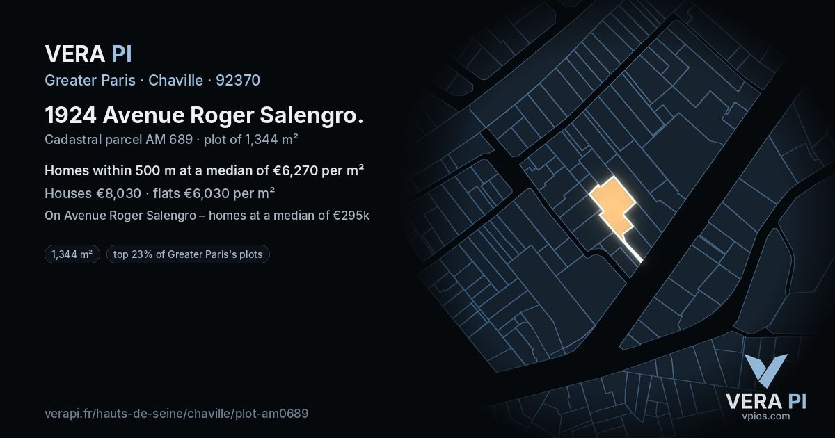 1924 Avenue Roger Salengro, Chaville at night – the plot lit, the parcels around coloured by the prices near them