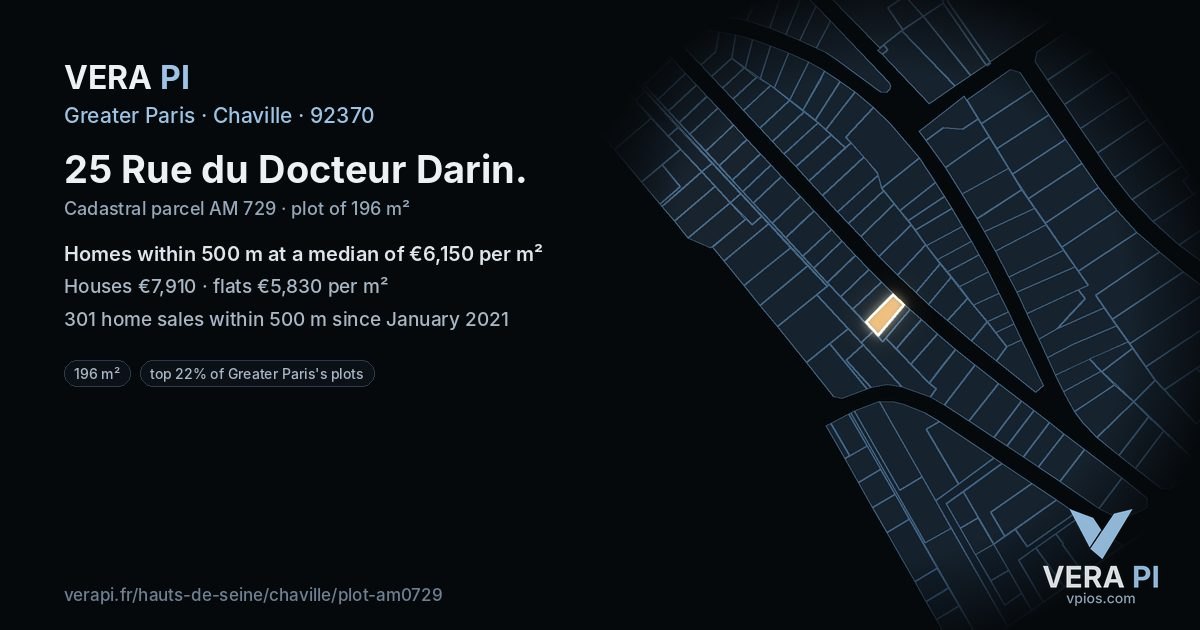 25 Rue du Docteur Darin, Chaville at night – the plot lit, the parcels around coloured by the prices near them