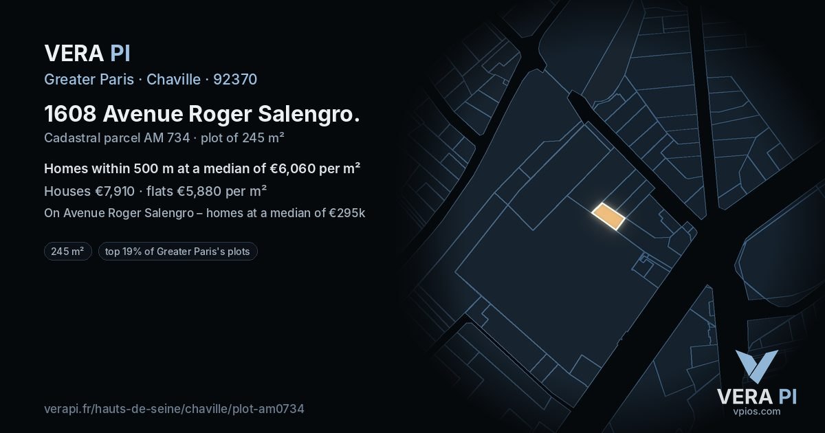 1608 Avenue Roger Salengro, Chaville at night – the plot lit, the parcels around coloured by the prices near them