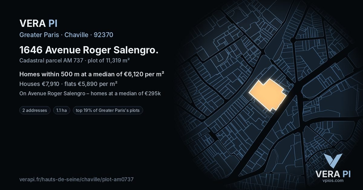 1646 Avenue Roger Salengro, Chaville at night – the plot lit, the parcels around coloured by the prices near them