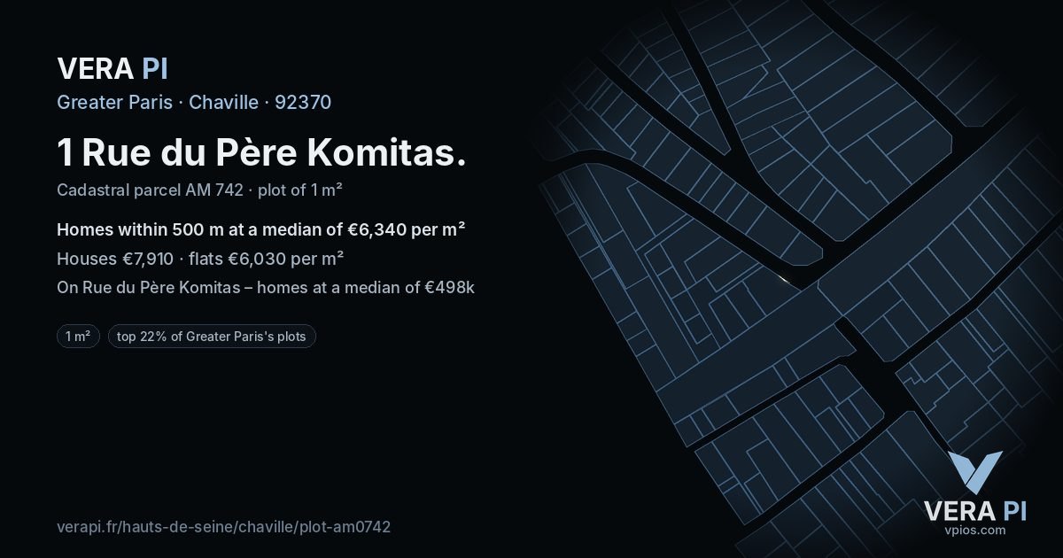 1 Rue du Père Komitas, Chaville at night – the plot lit, the parcels around coloured by the prices near them