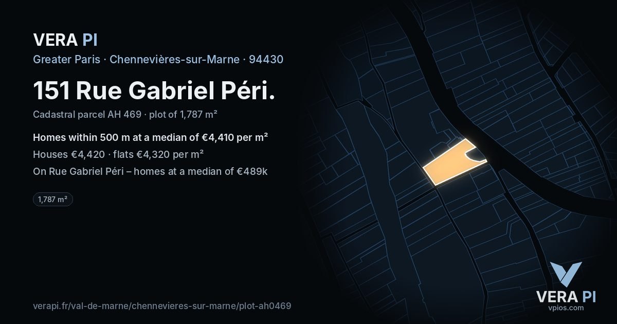 151 Rue Gabriel Péri, Chennevières-sur-Marne at night – the plot lit, the parcels around coloured by the prices near them