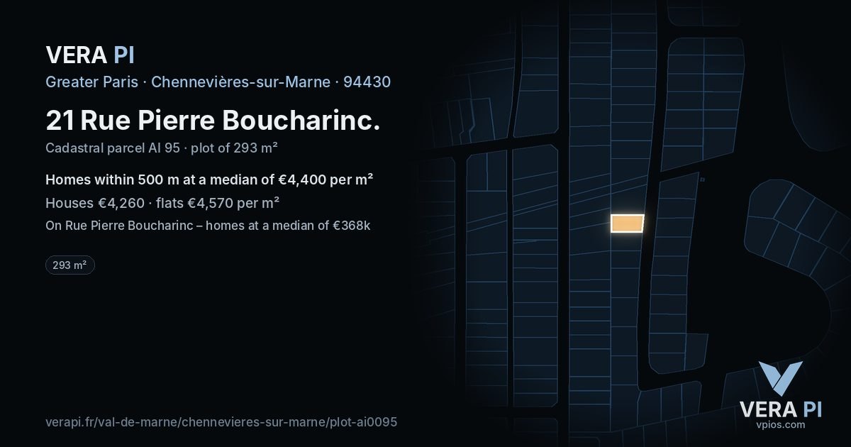 21 Rue Pierre Boucharinc, Chennevières-sur-Marne at night – the plot lit, the parcels around coloured by the prices near them