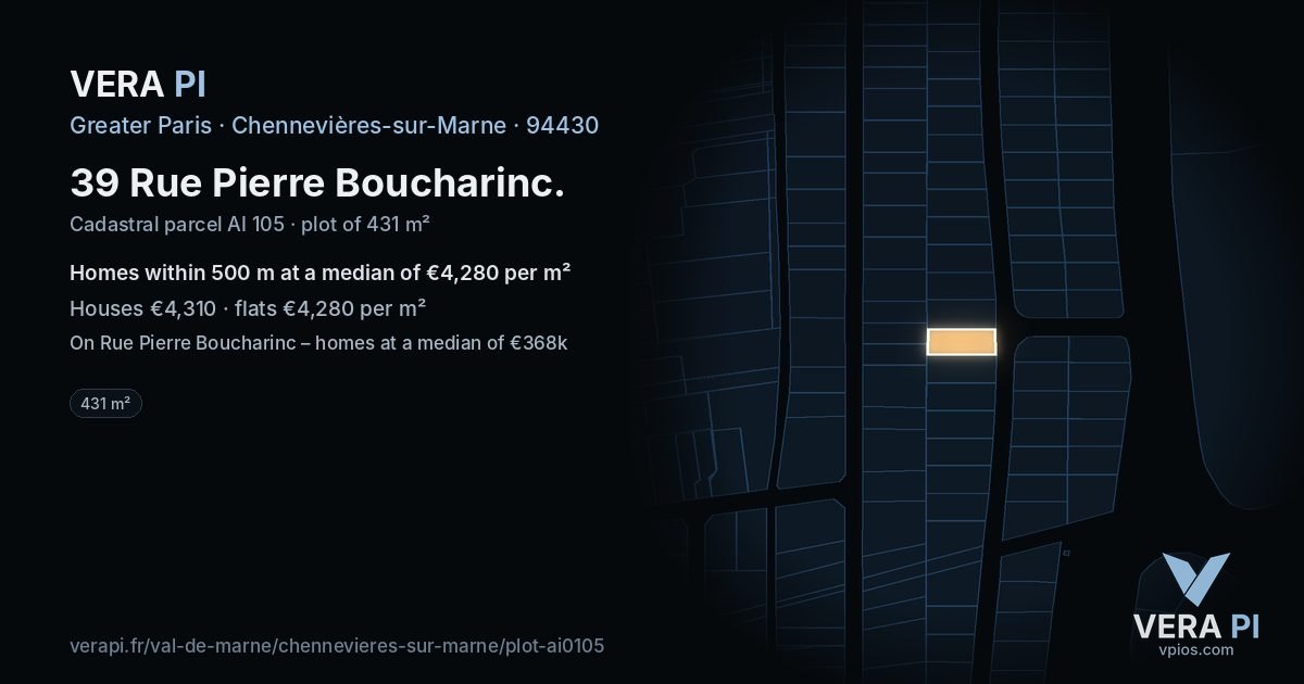 39 Rue Pierre Boucharinc, Chennevières-sur-Marne at night – the plot lit, the parcels around coloured by the prices near them
