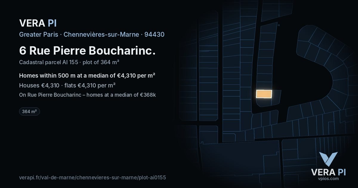 6 Rue Pierre Boucharinc, Chennevières-sur-Marne at night – the plot lit, the parcels around coloured by the prices near them